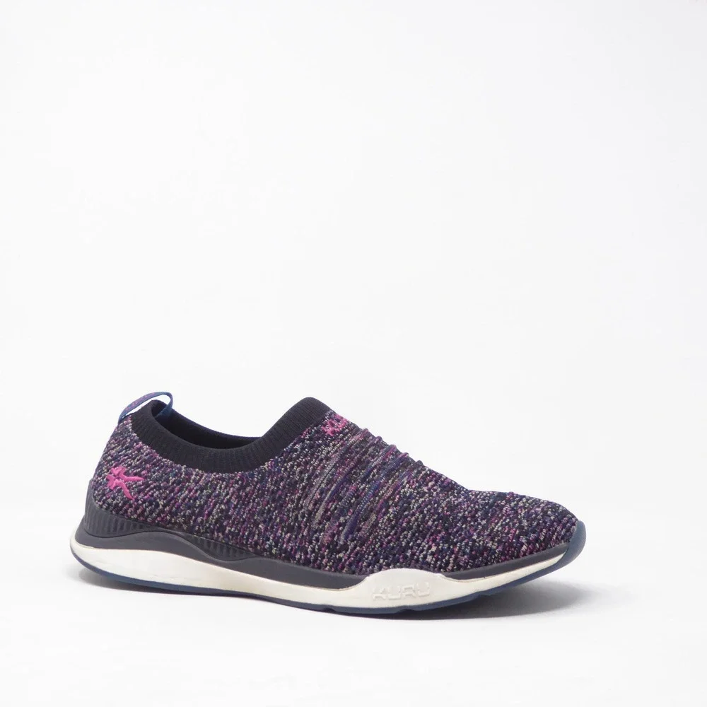KURU Stride Women Slip On Walking Shoes Purple Multi Color Knit Comfort 9.5
